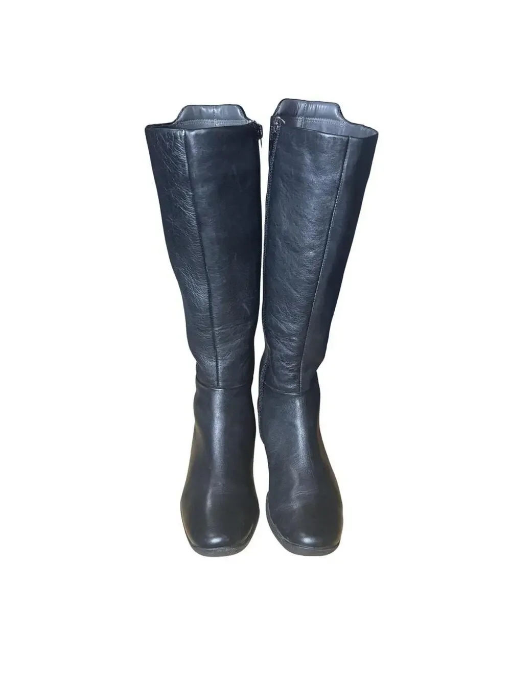 Clarks Black Leather Knee High Riding Boots Women's Size 7 M Wide Calf